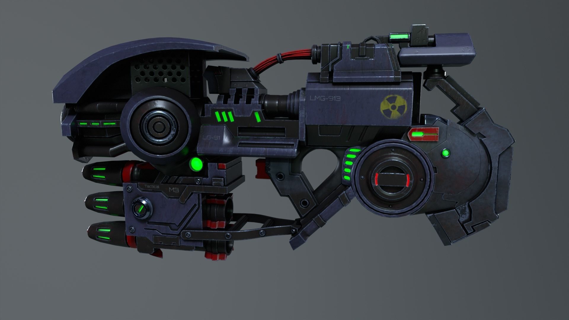 Cyber rocket gun 3D model_15