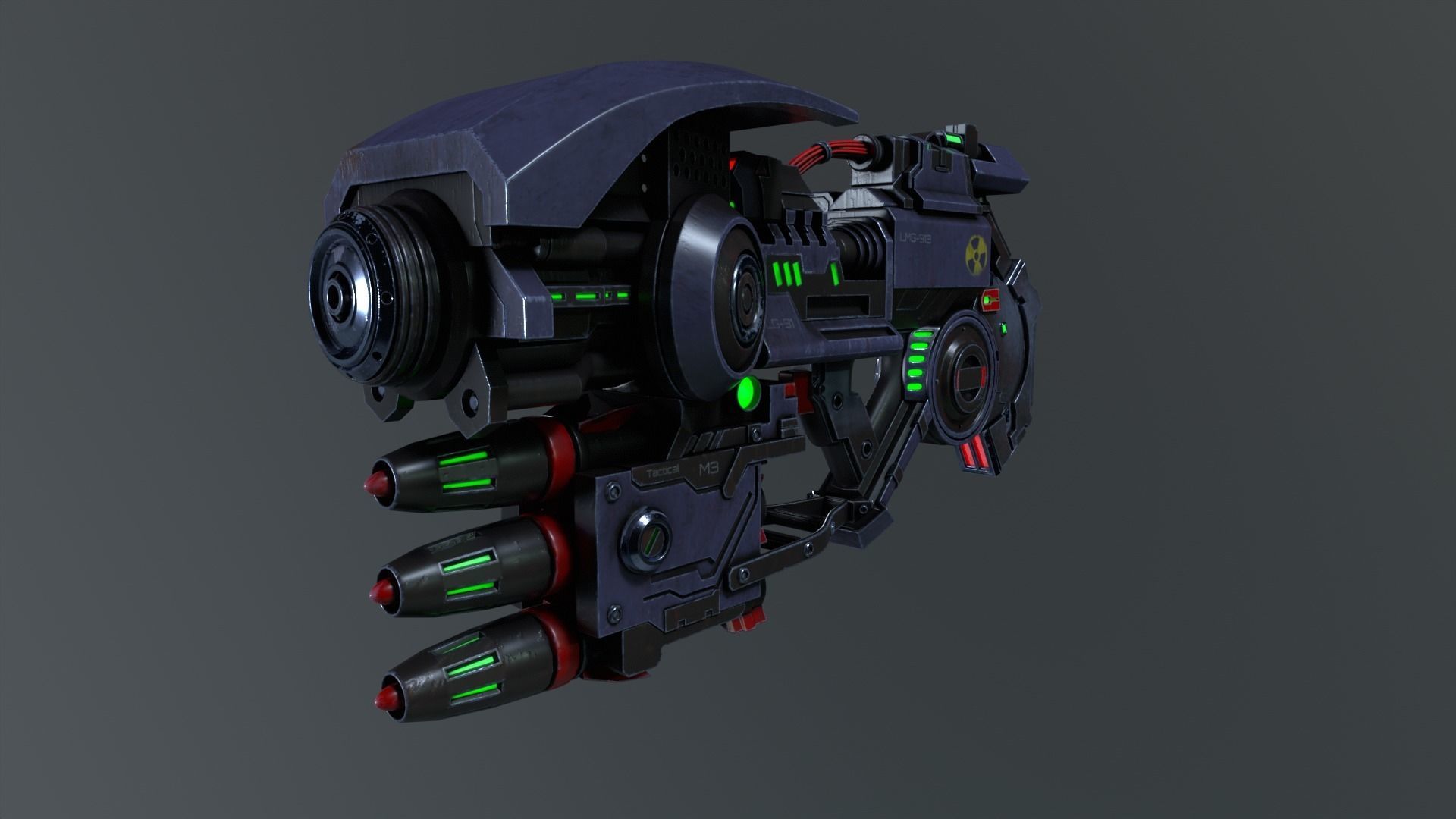 Cyber rocket gun 3D model_14