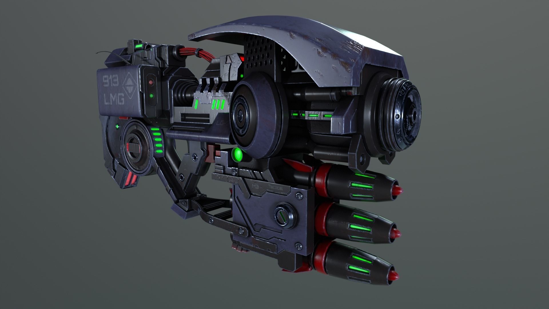Cyber rocket gun 3D model_13