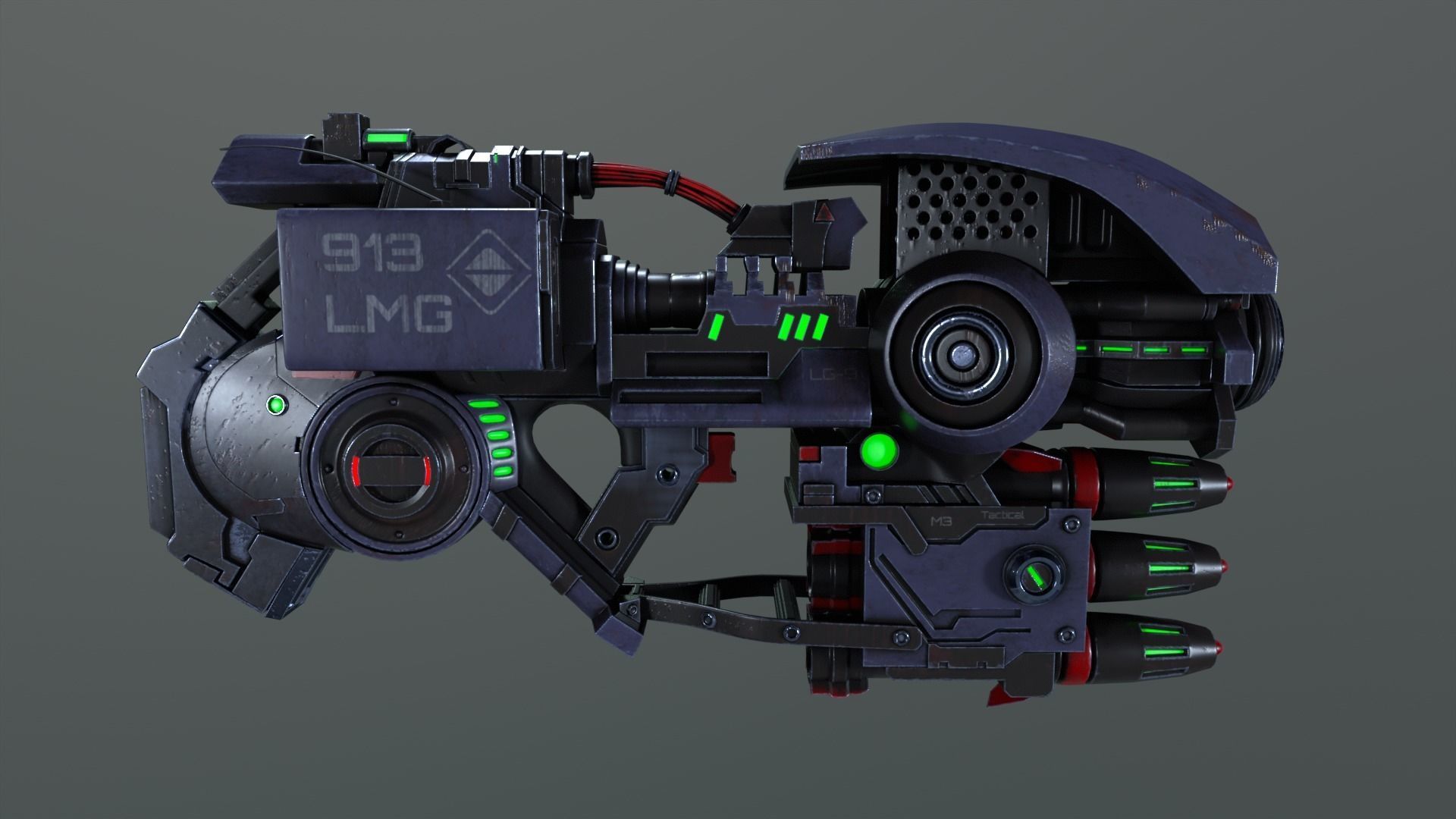 Cyber rocket gun 3D model_12
