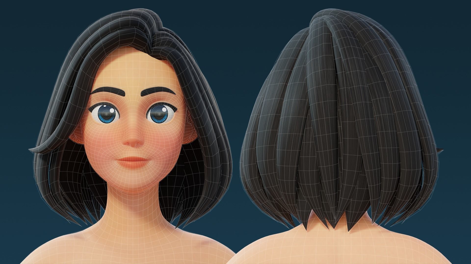 Cartoon Base Mesh Adult Female 3D model_6