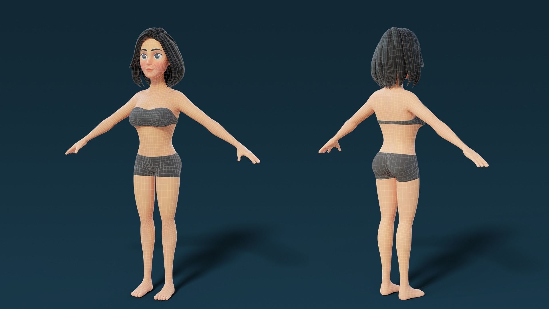 Cartoon Base Mesh Adult Female 3D model_4