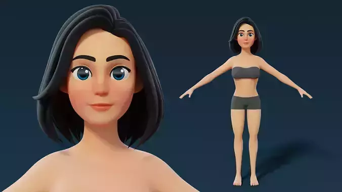 Cartoon Base Mesh Adult Female 3D model Cartoon Base Mesh Adult Female 3D model
