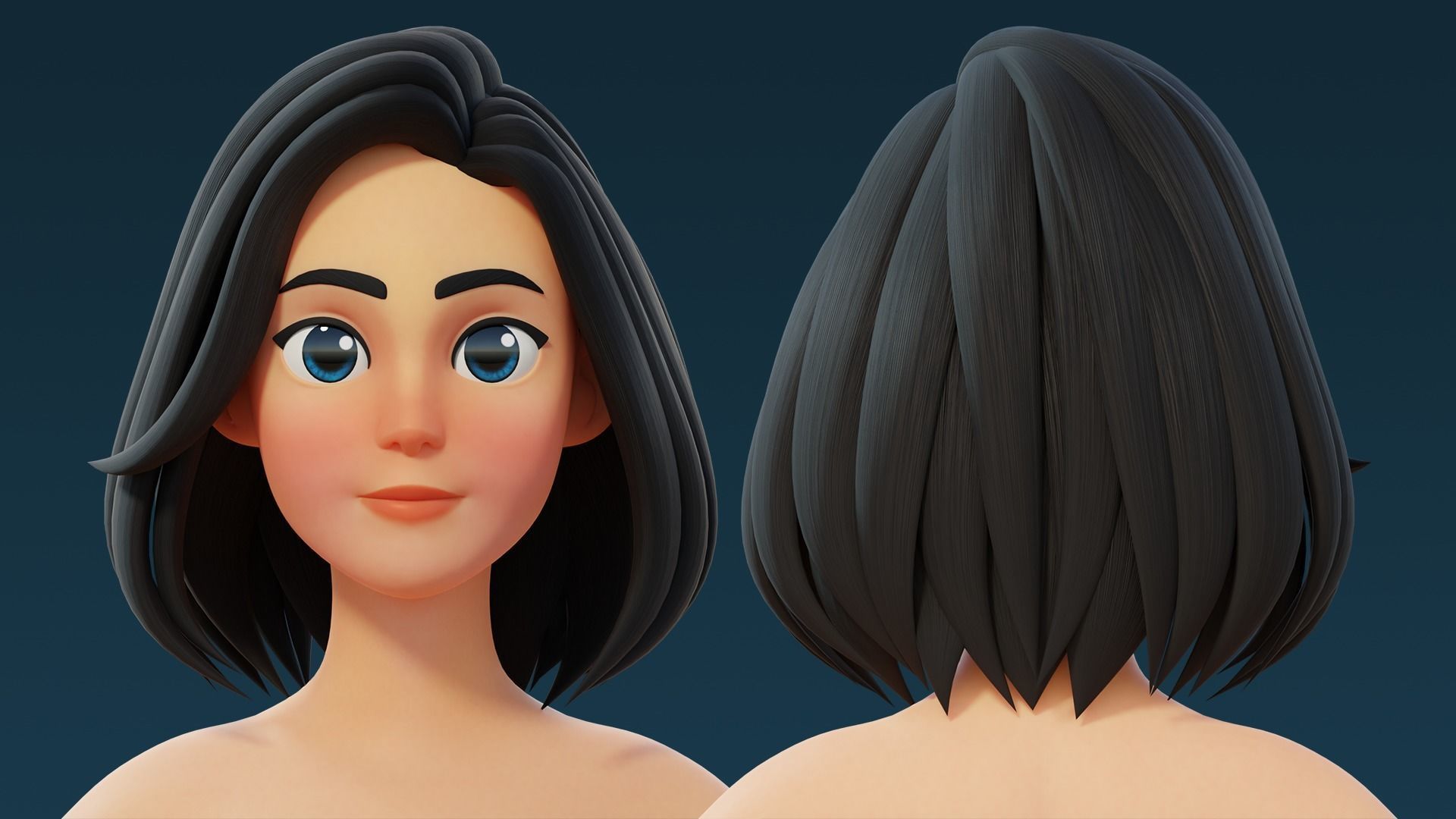 Cartoon Base Mesh Adult Female 3D model_5