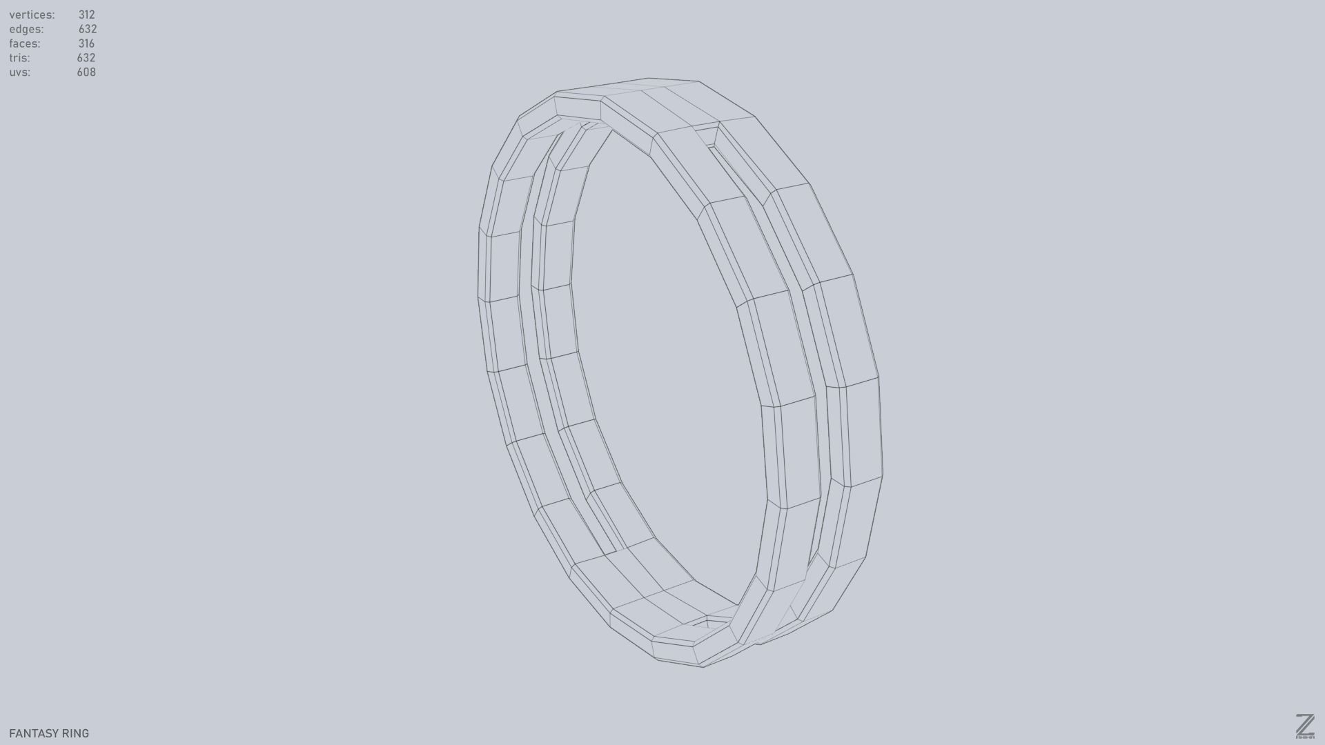 Fantasy ring Low-poly 3D model_15