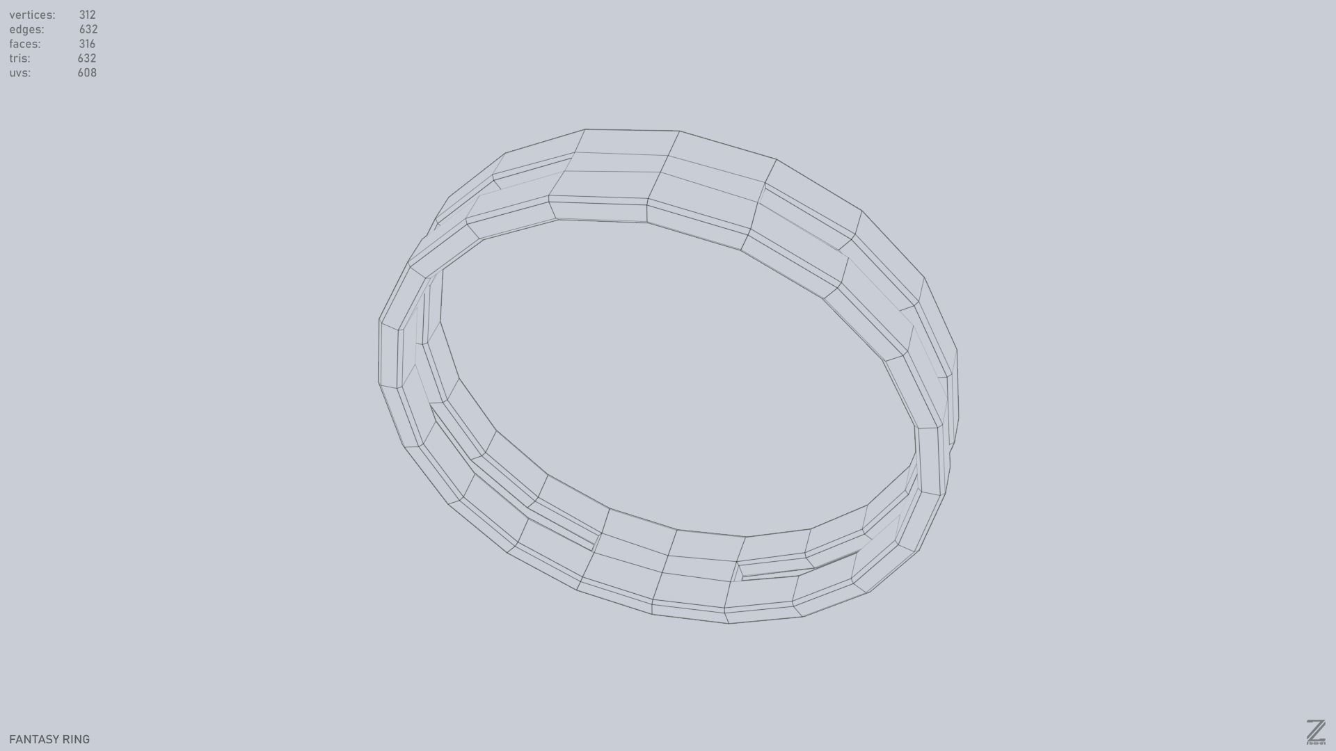 Fantasy ring Low-poly 3D model_14