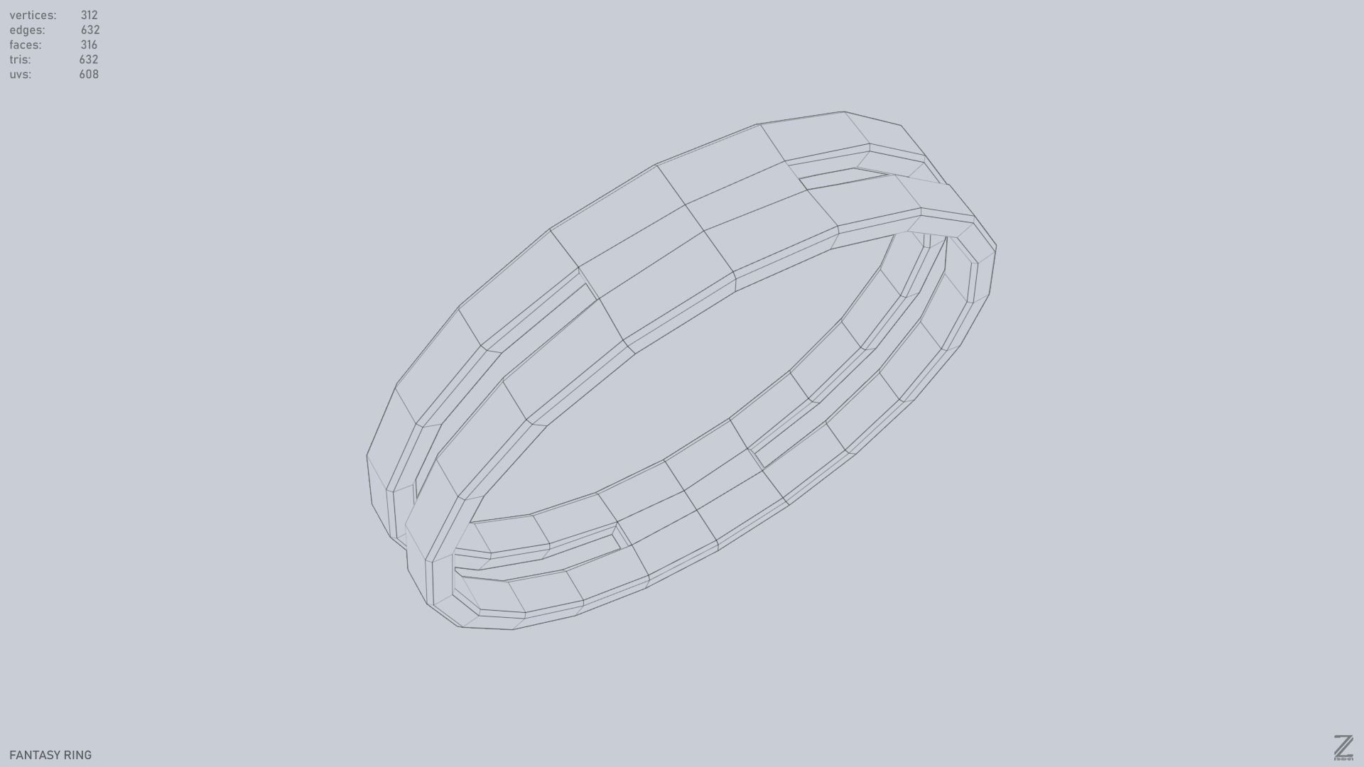 Fantasy ring Low-poly 3D model_11