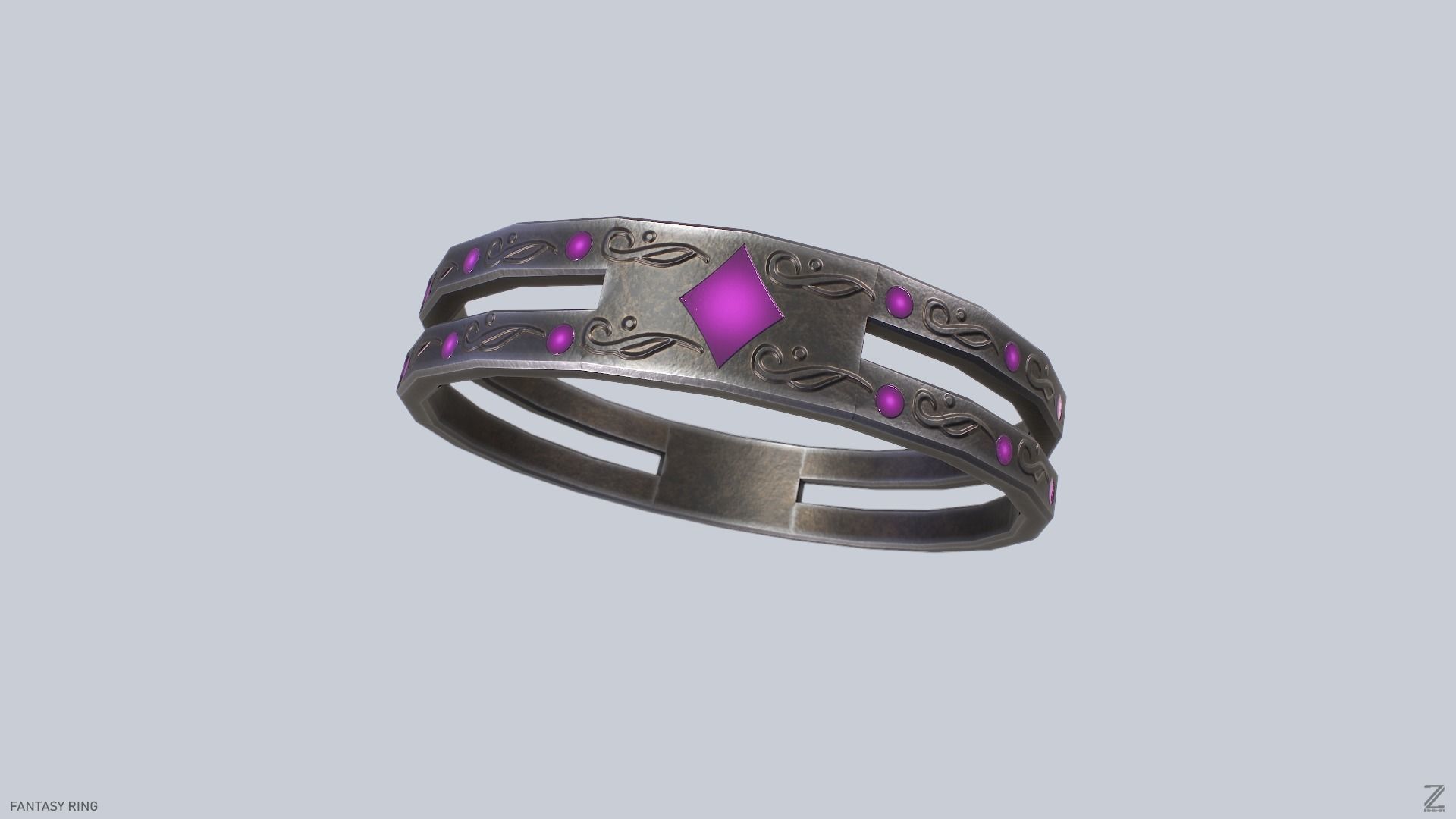 Fantasy ring Low-poly 3D model_2