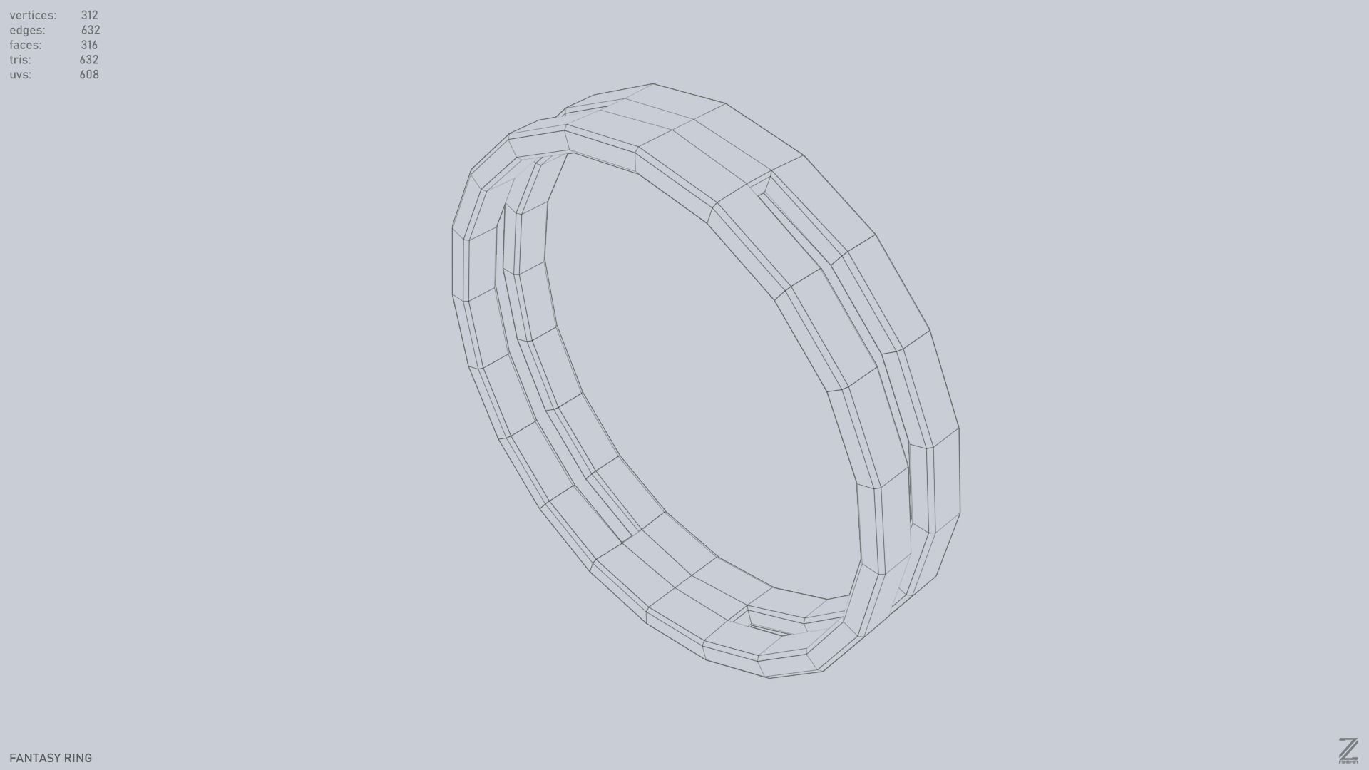 Fantasy ring Low-poly 3D model_9