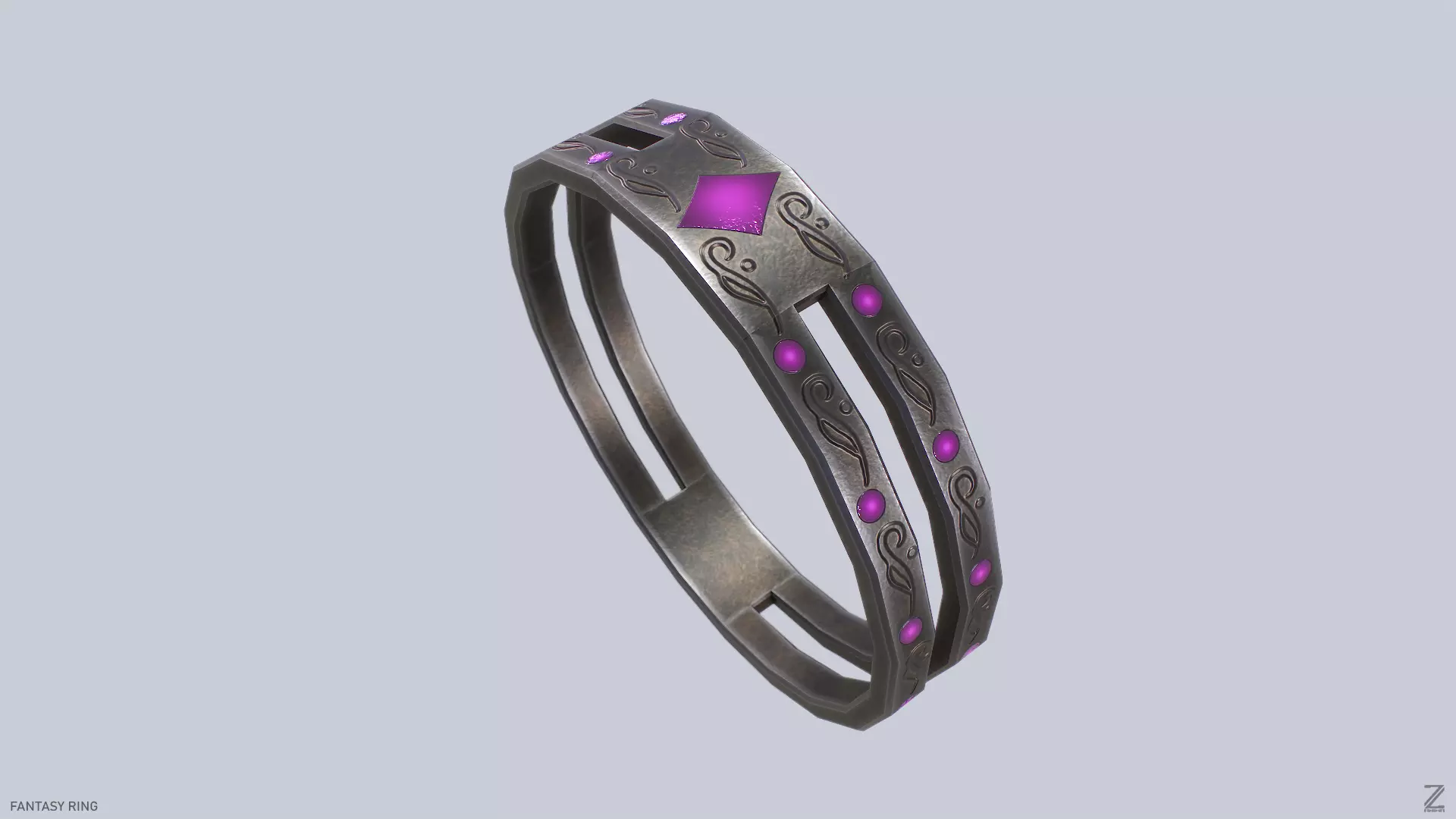 Fantasy ring Low-poly 3D model_0