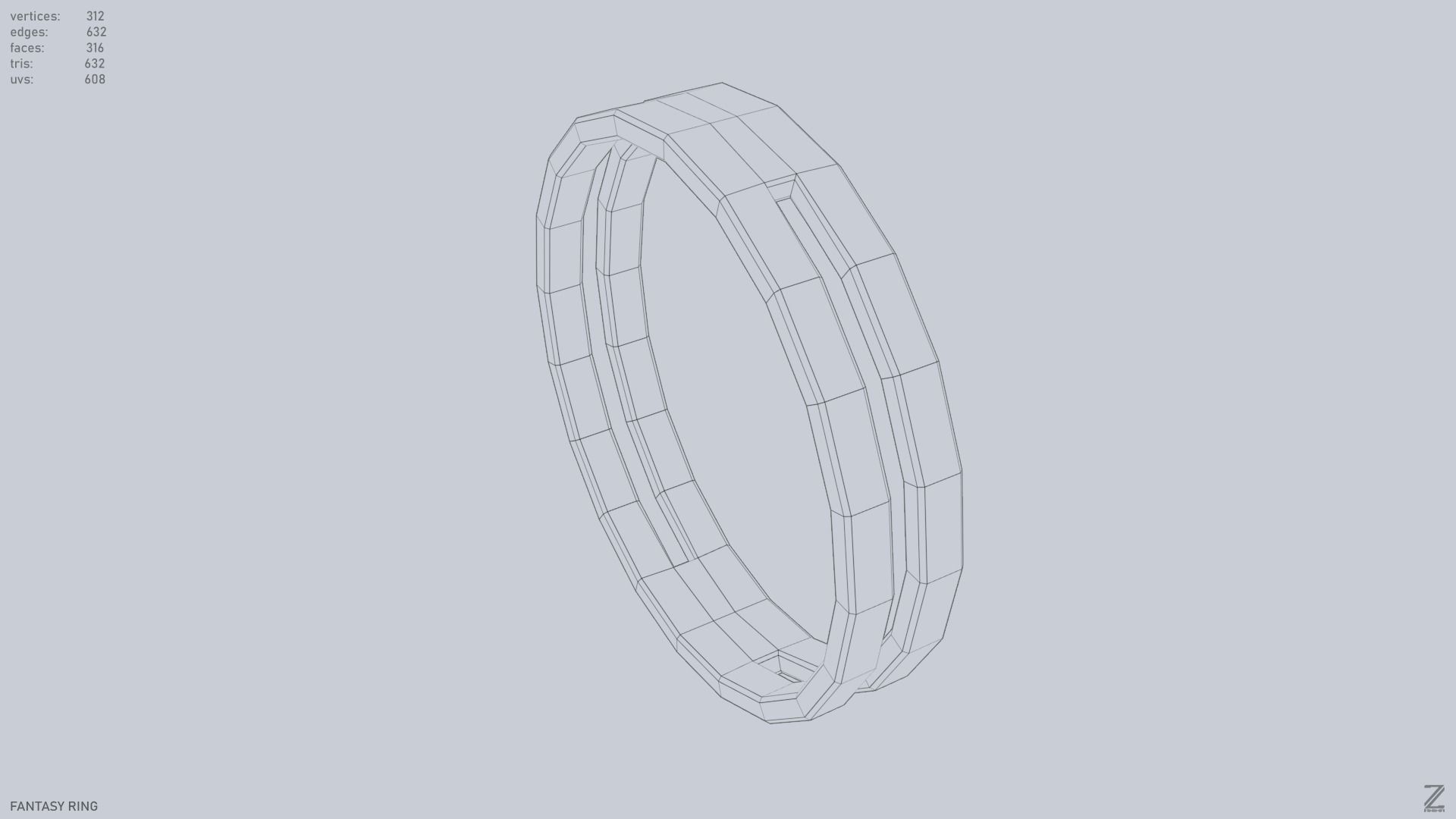 Fantasy ring Low-poly 3D model_13