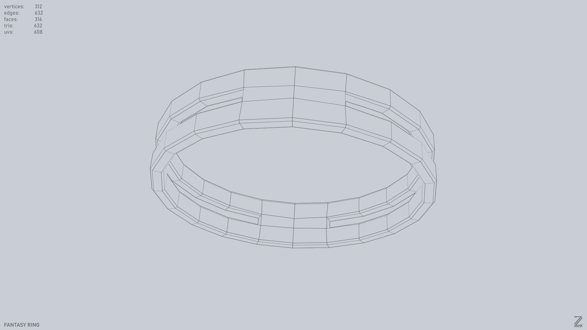 Fantasy ring Low-poly 3D model_10