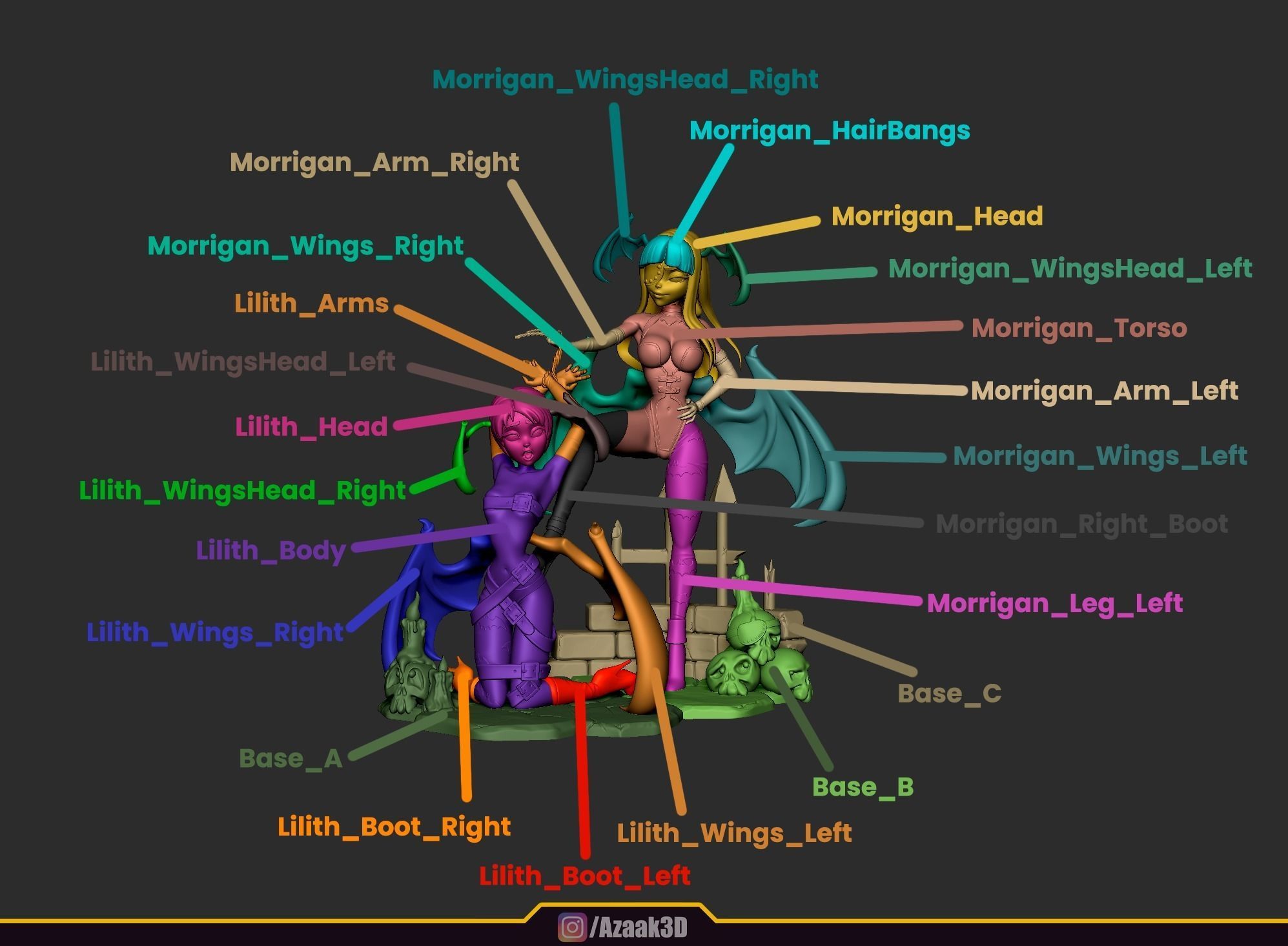 Stylized Morrigan Dominatrix 3D print model_2