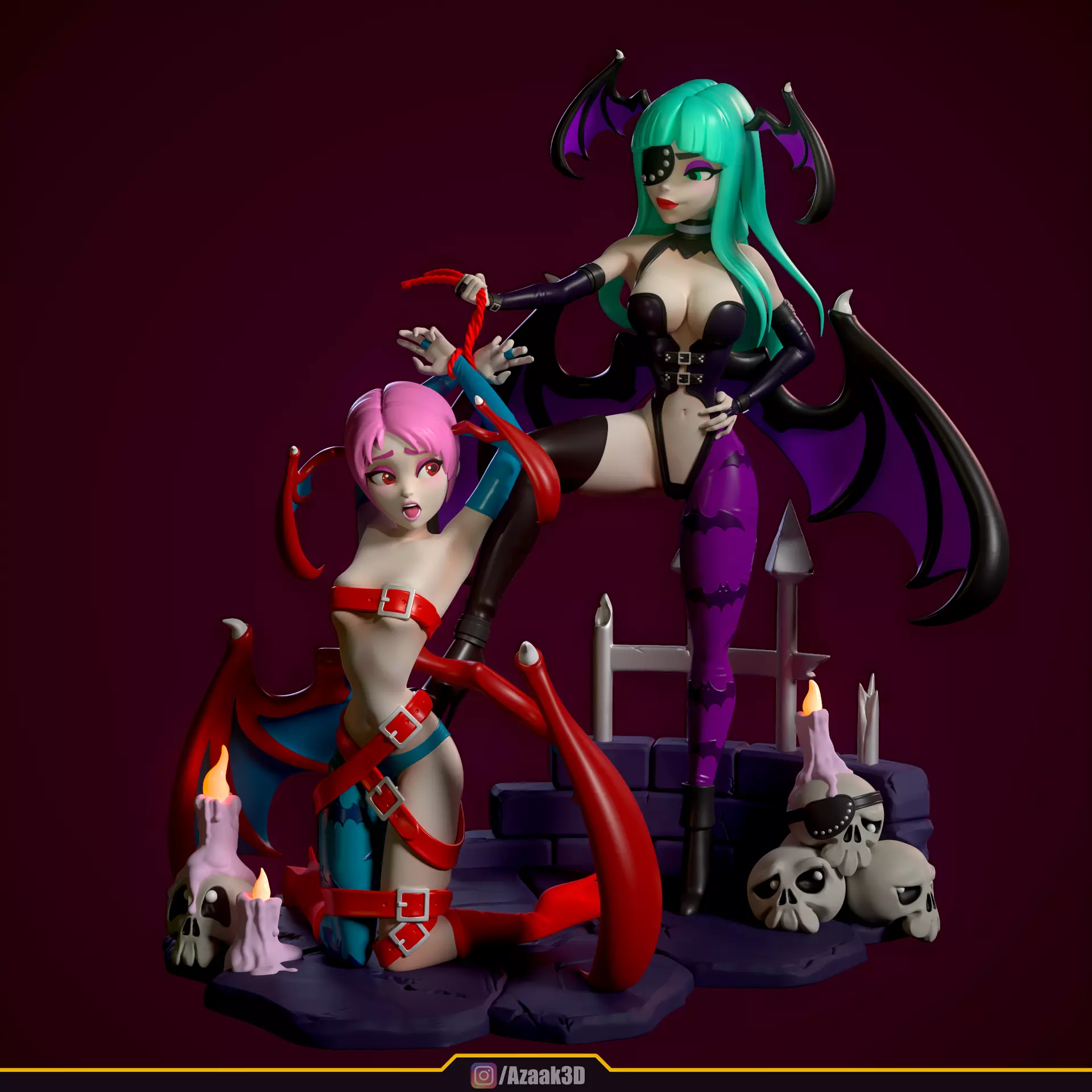 Stylized Morrigan Dominatrix 3D print model_0