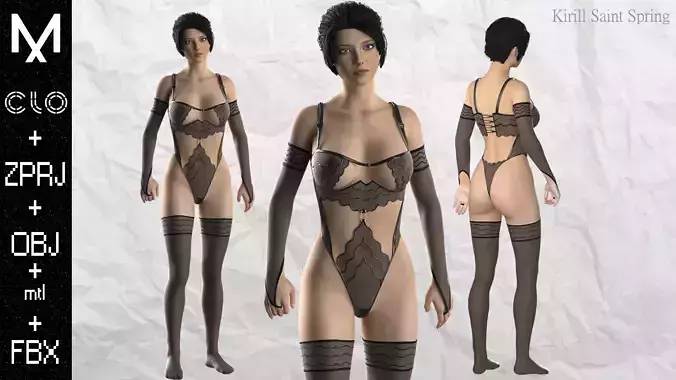 Underwear Female Marvelous designer Clo3d OBJ mtl FBX ZPRJ