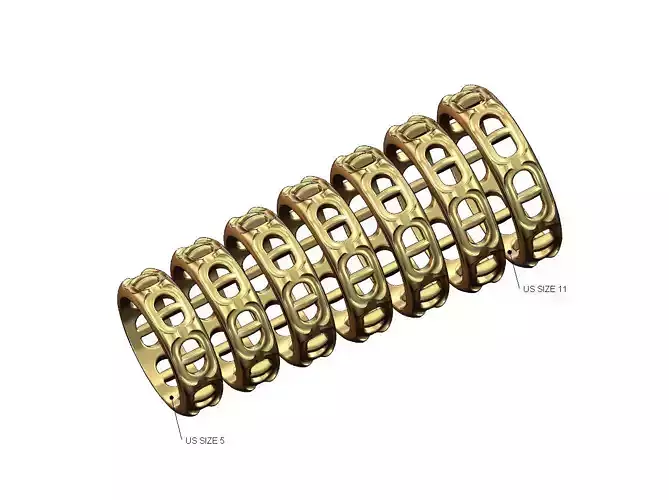 Open chain link engraved band US sizes 5to11