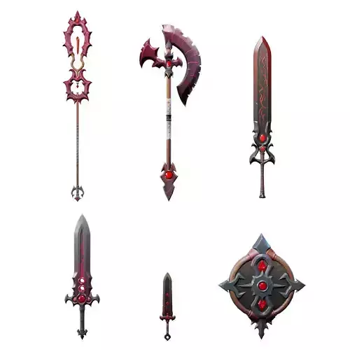 Stylized Vampiric Weapon Set 3D Model Collection