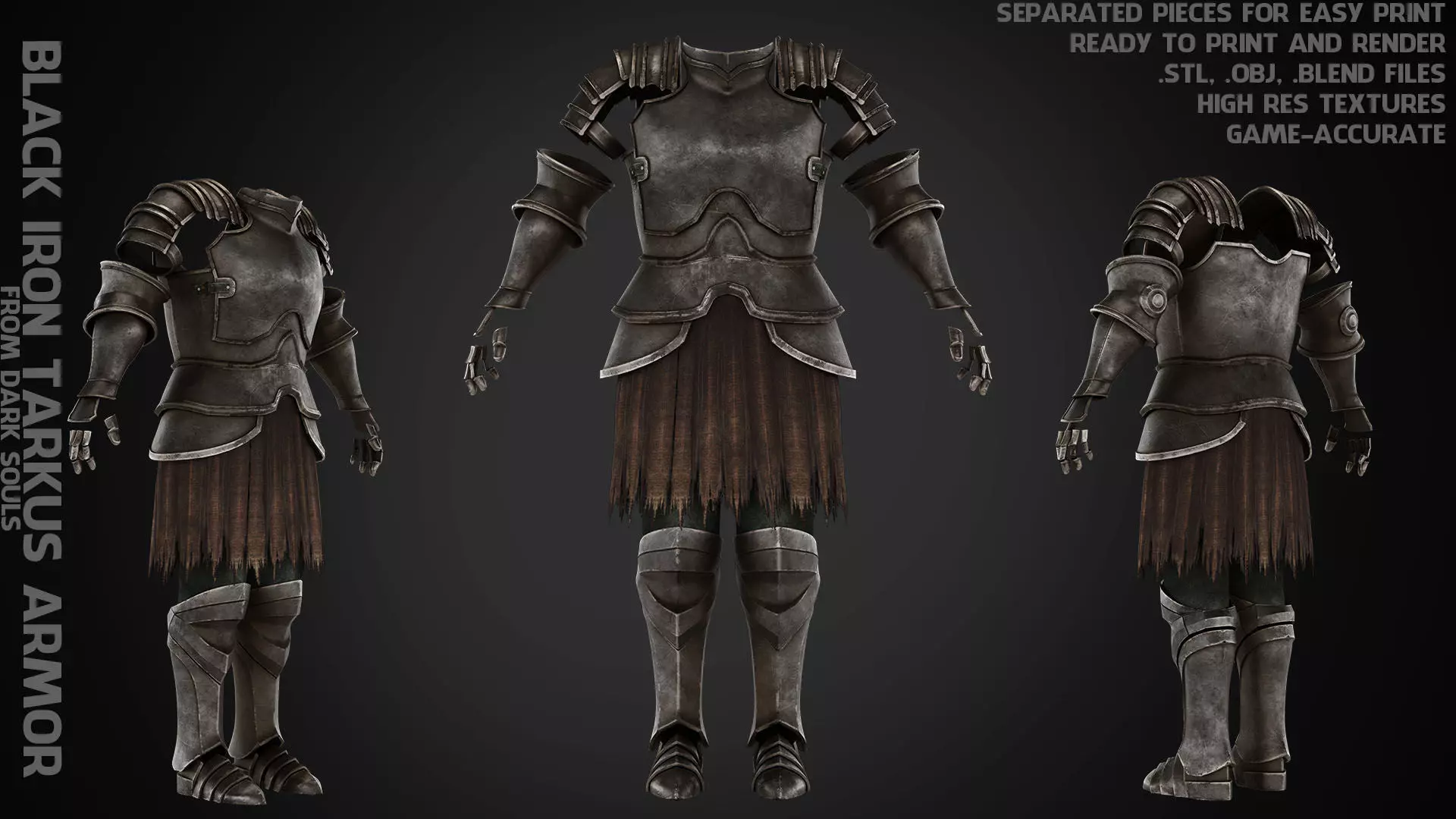 Dark Souls Black Iron Tarkus Armor for Cosplay 3D print model_0