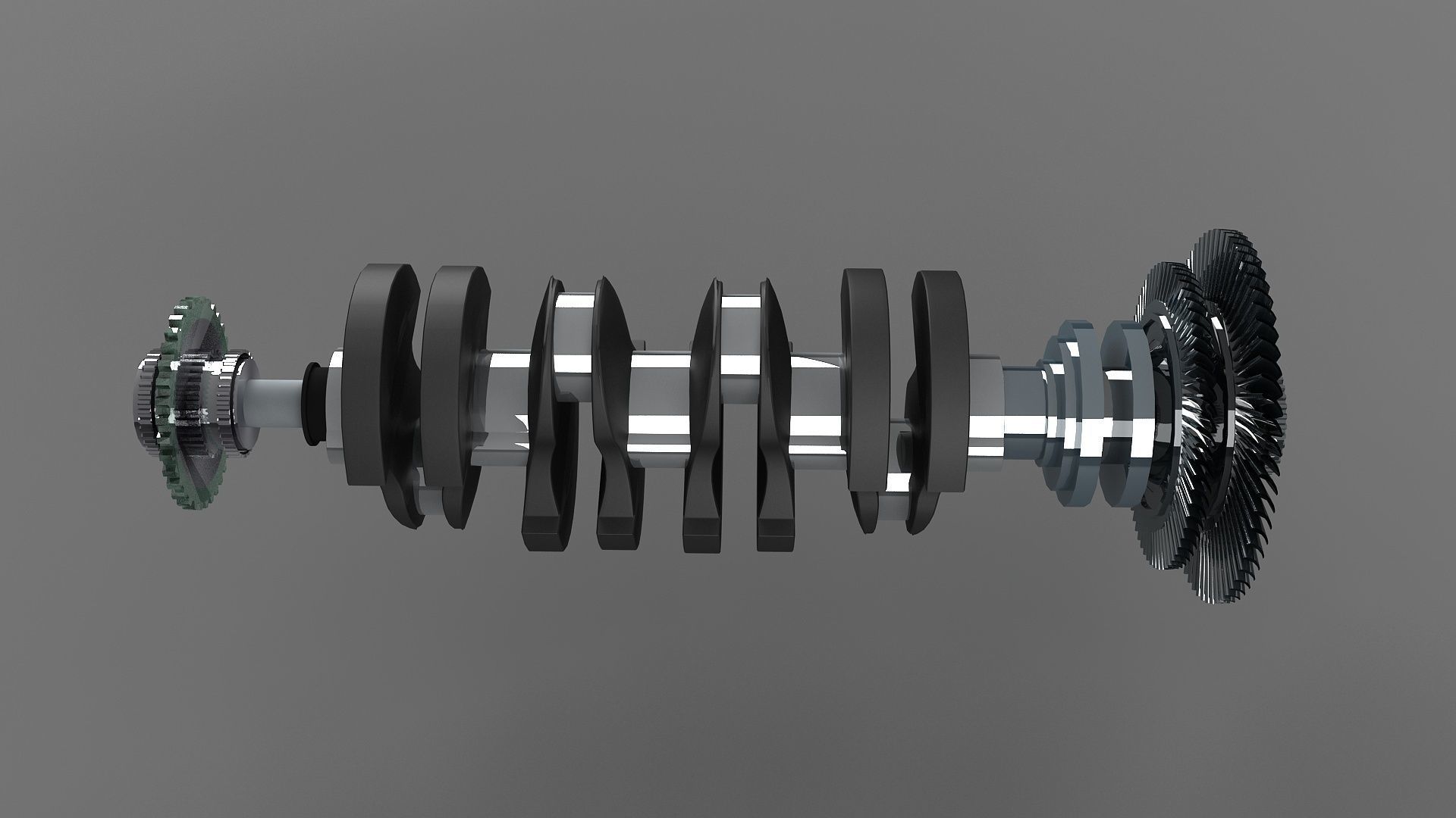 crankshaft crank piston engine v8 shaft cylinder car part 3D model_2