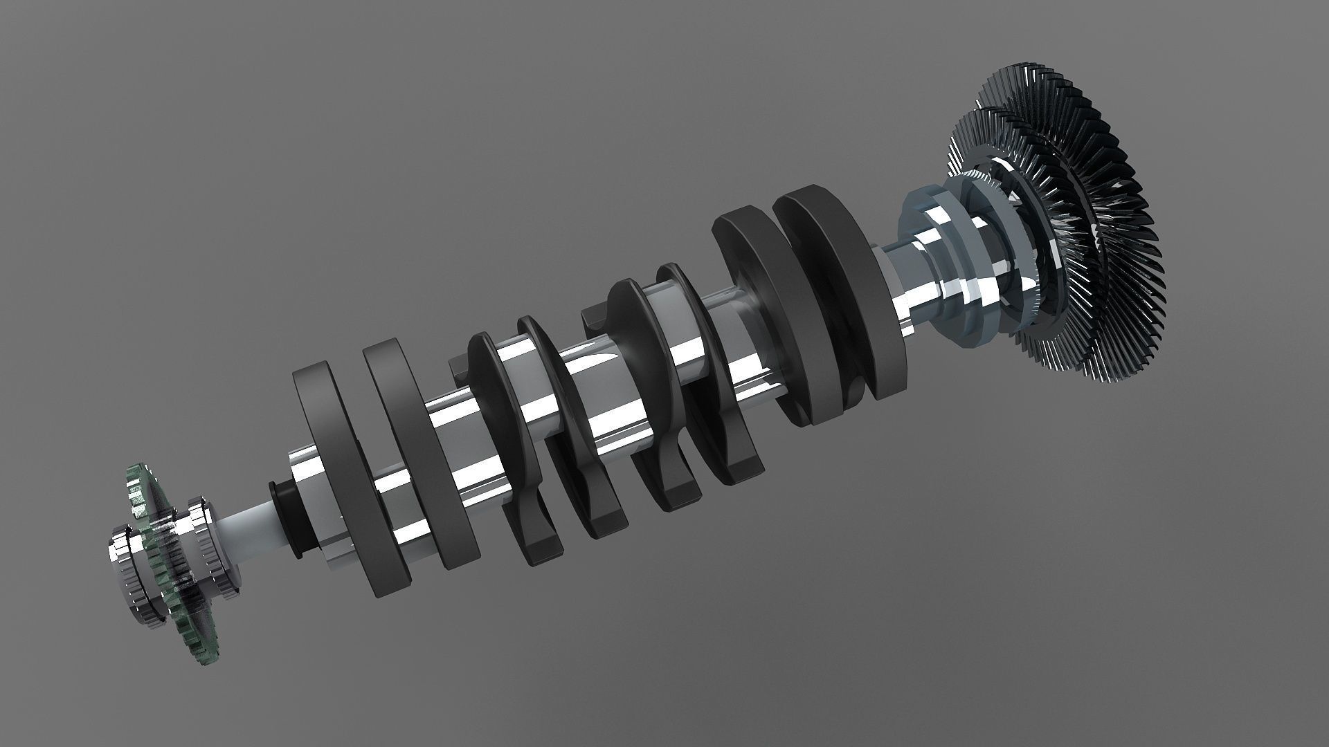 crankshaft crank piston engine v8 shaft cylinder car part 3D model_4