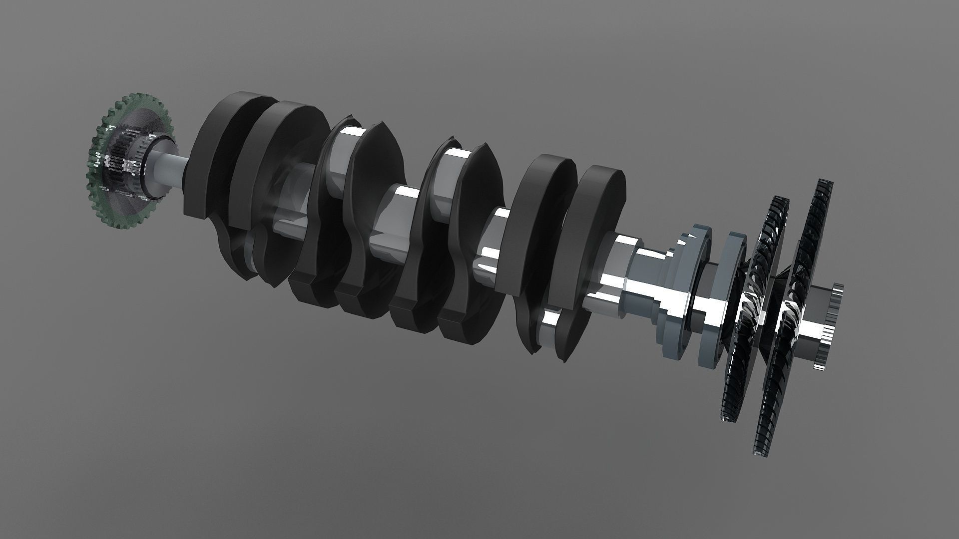 crankshaft crank piston engine v8 shaft cylinder car part 3D model_1