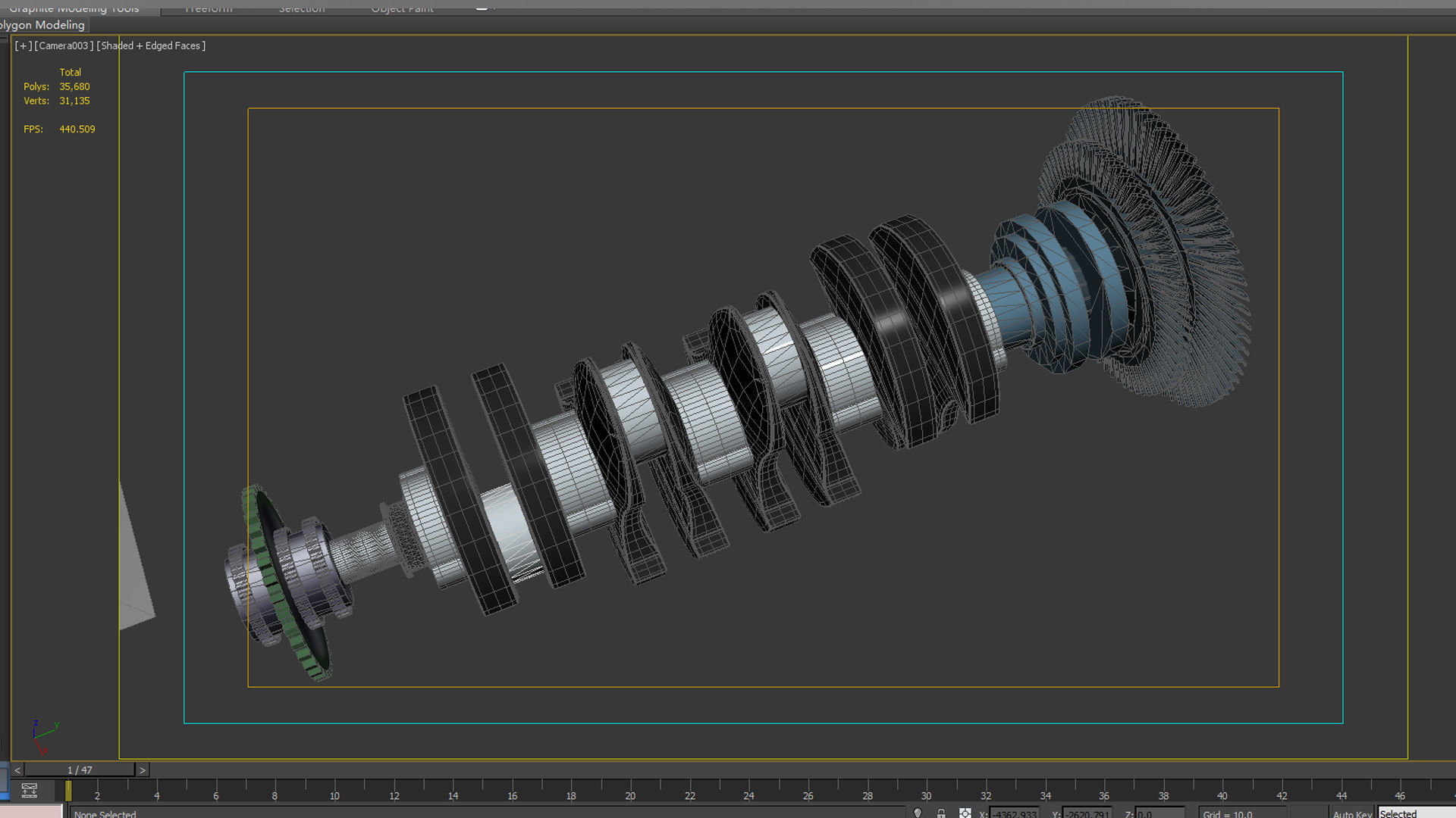 crankshaft crank piston engine v8 shaft cylinder car part 3D model_5