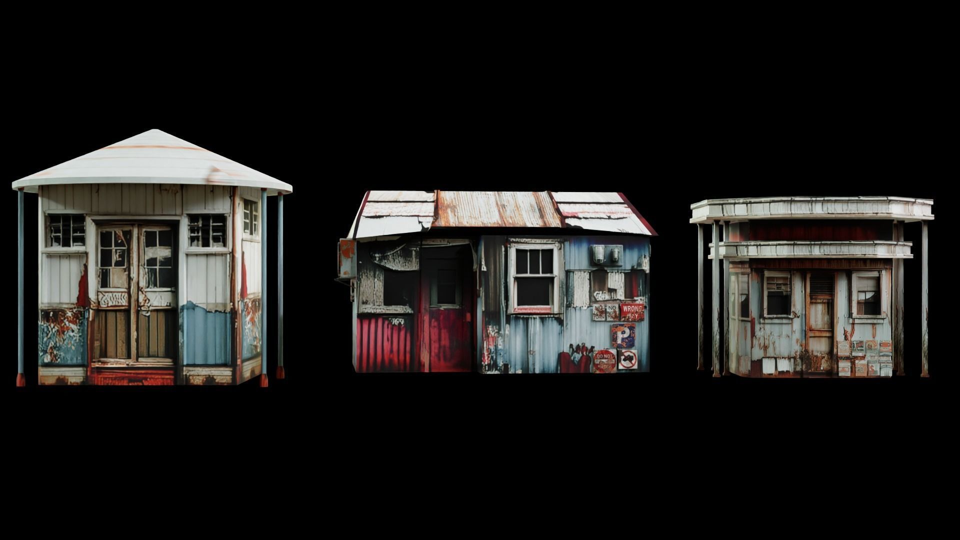 Old Building collection V2 Low-poly 3D model_6