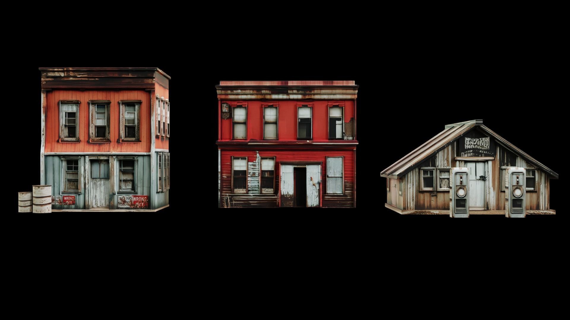 Old Building collection V2 Low-poly 3D model_4
