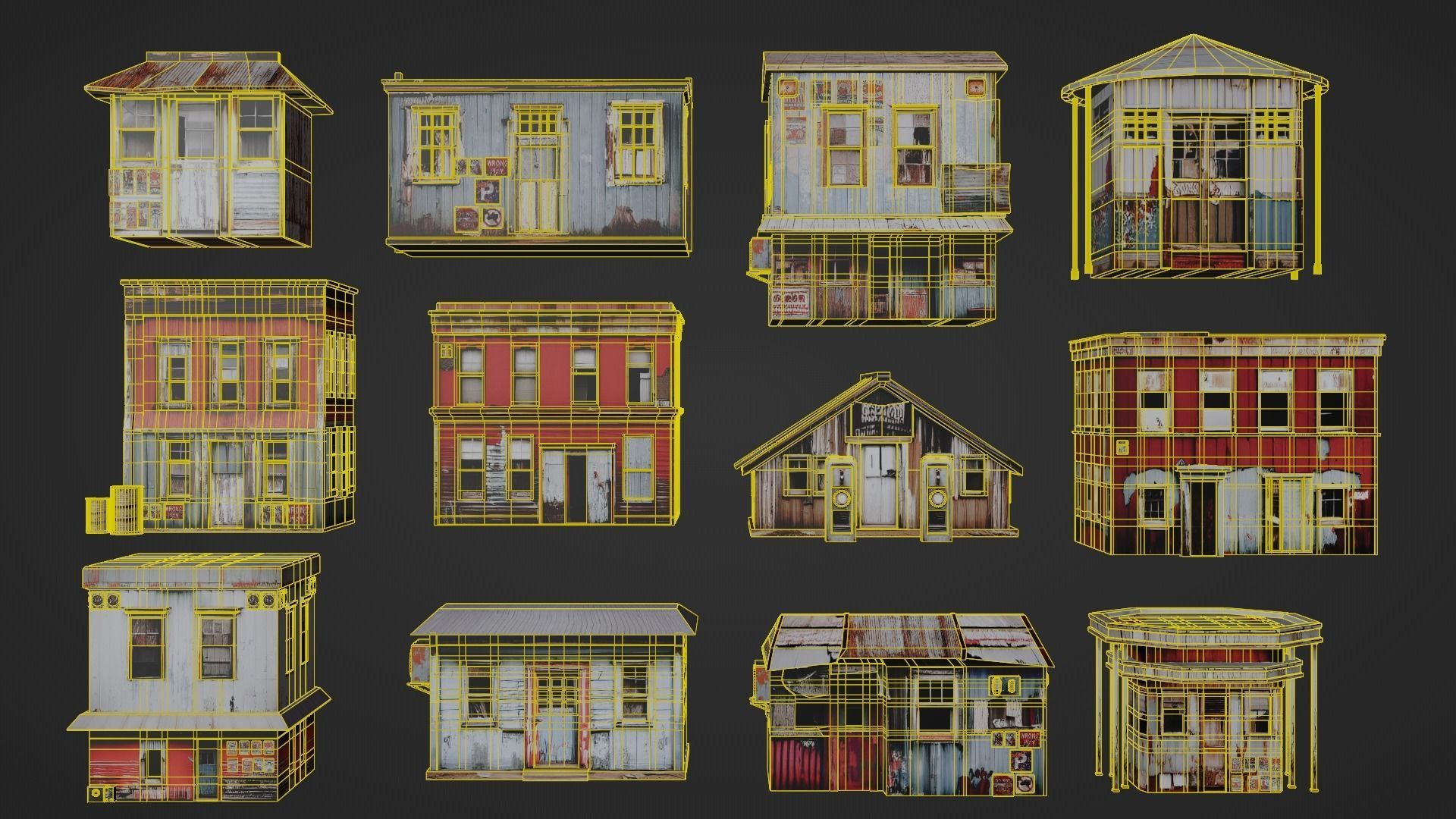 Old Building collection V2 Low-poly 3D model_1
