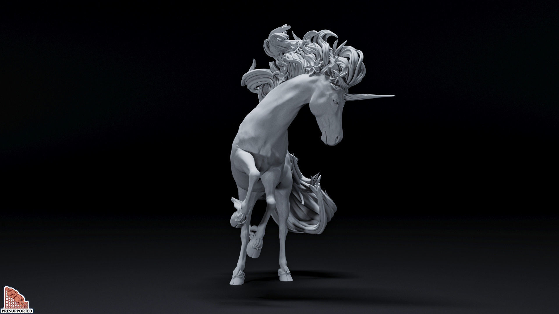 White Unicorn horse 3D print model_1
