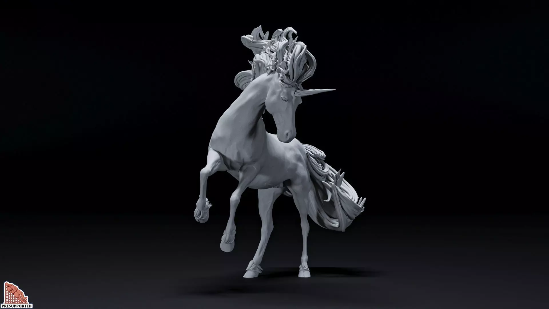 White Unicorn horse 3D print model_0