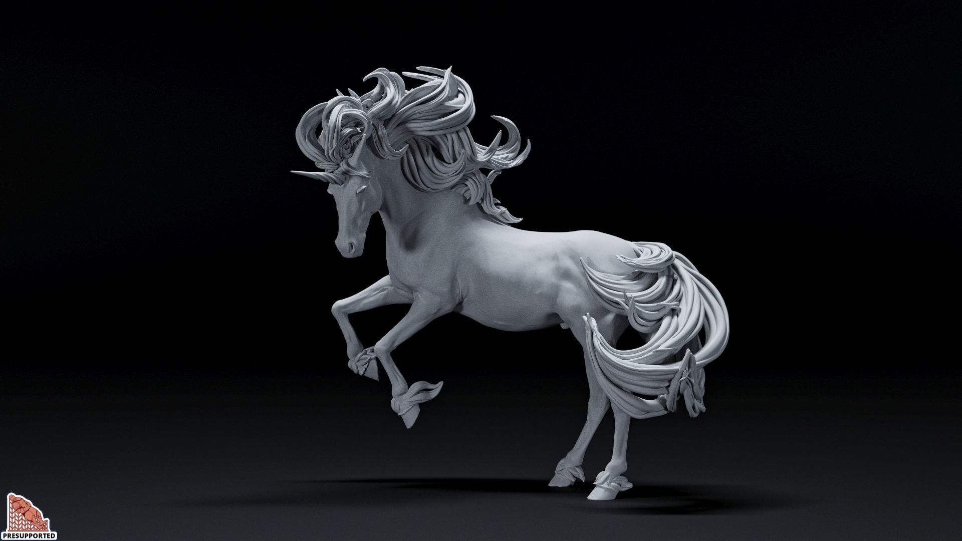 White Unicorn horse 3D print model_2