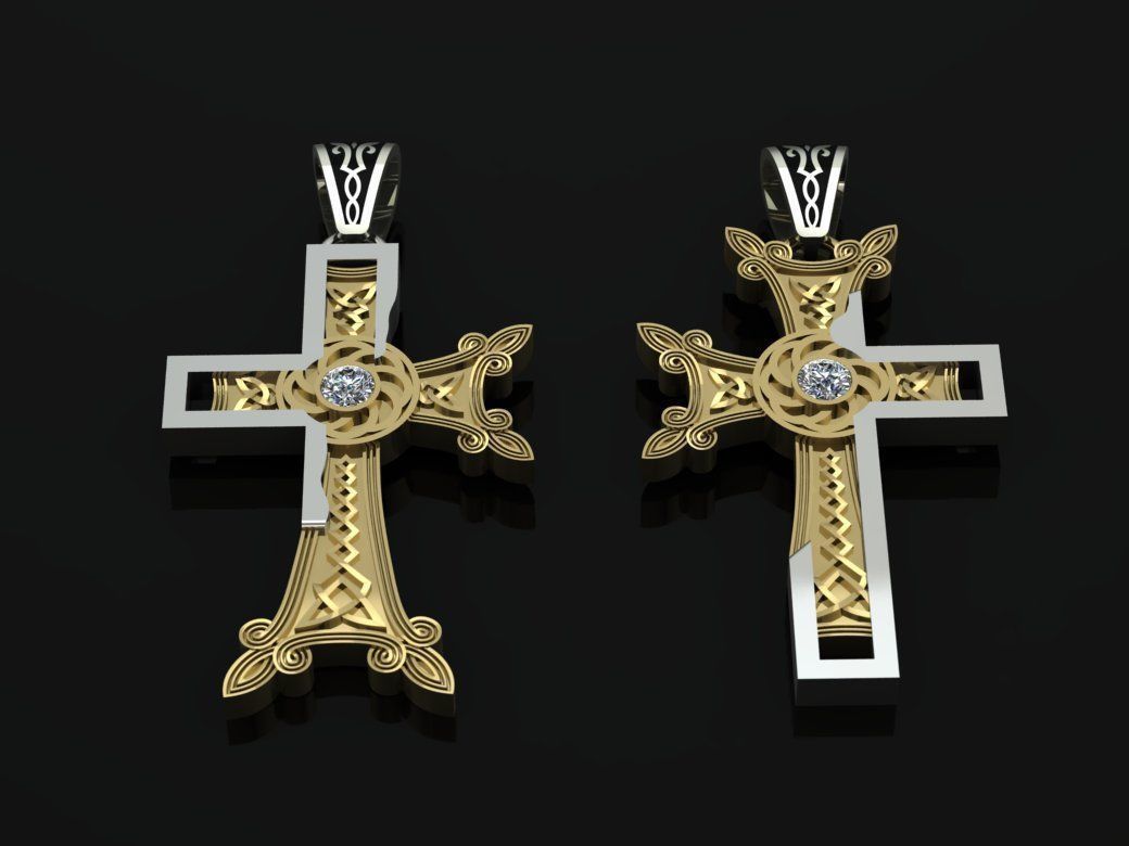 Armenian Cross Pendant  3D print model_2