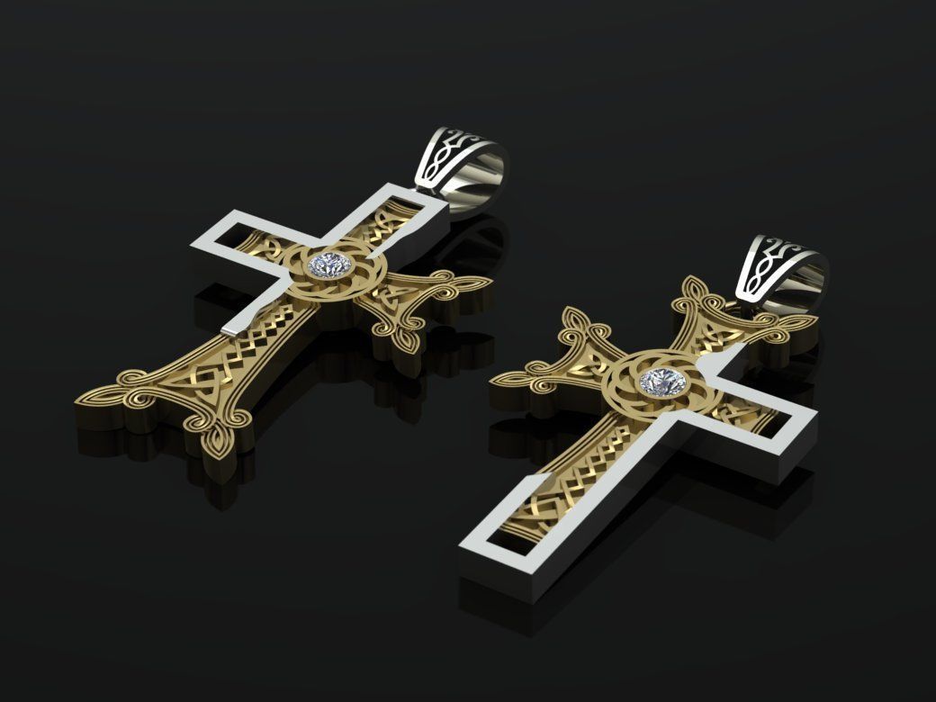 Armenian Cross Pendant  3D print model_3