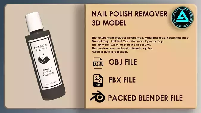 Nail Polish Remover Low-poly 3D model