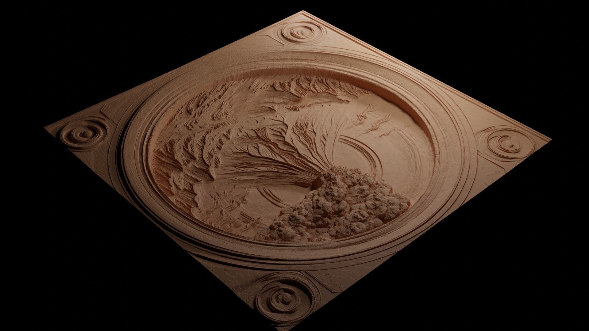 Volcano CNC 3d Print High Relief Sand Casting 3D print model_3