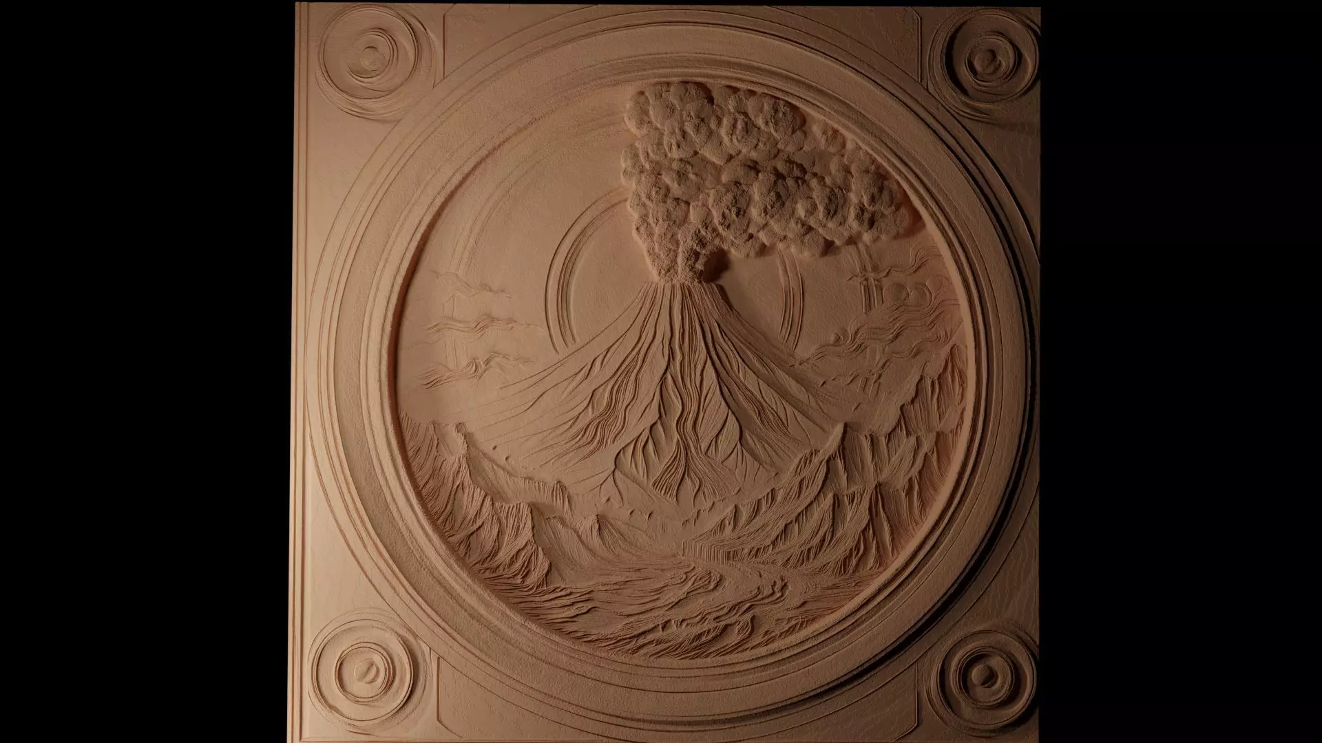 Volcano CNC 3d Print High Relief Sand Casting 3D print model_0