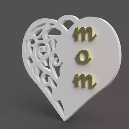 love mom pendant - medal - wall art 001 3D print model