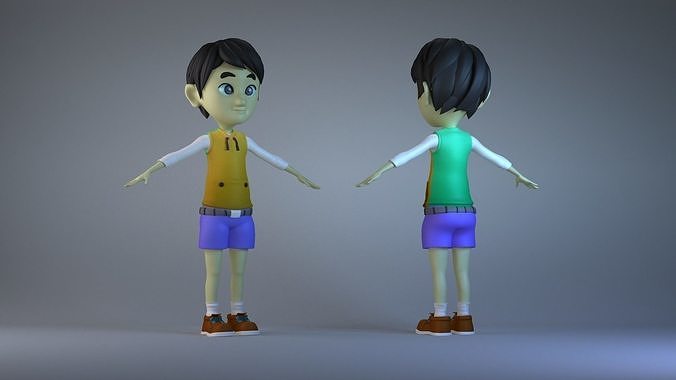 boy cartoon character family child role young human children 3D model