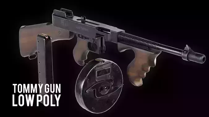 VR Ready Tommy Gun Low Poly