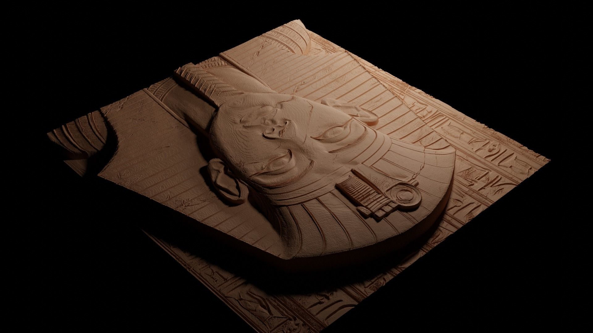 Tutankhamun CNC 3d Print High Relief Sand Casting 3D print model_3