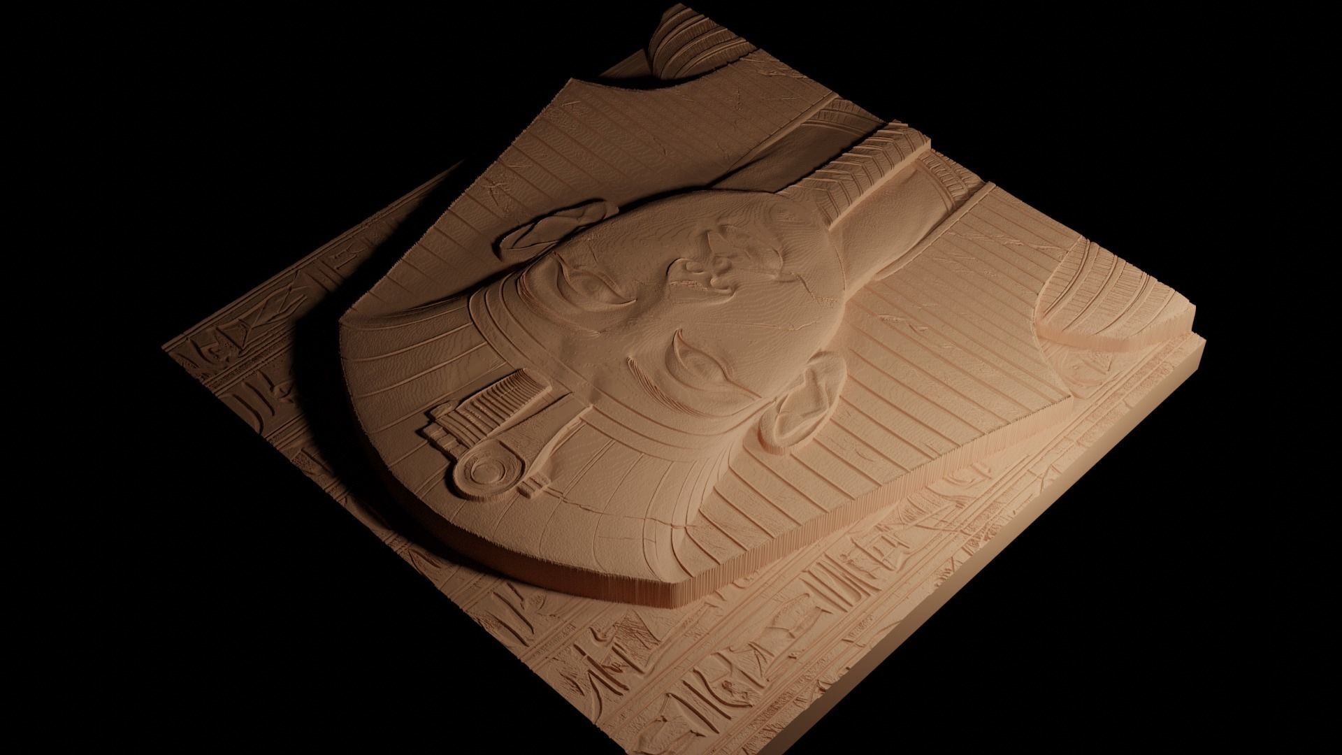 Tutankhamun CNC 3d Print High Relief Sand Casting 3D print model_4