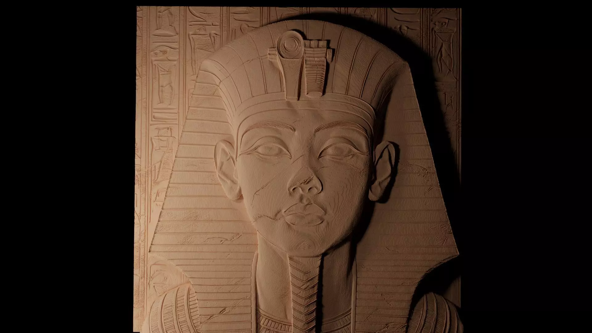 Tutankhamun CNC 3d Print High Relief Sand Casting 3D print model_0