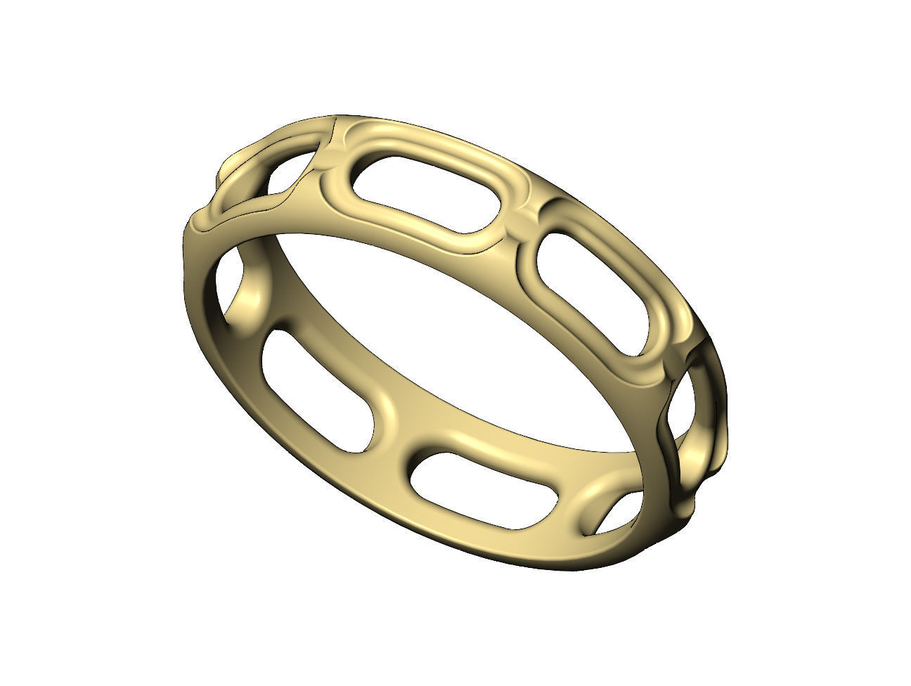 Oblong opening chain link engraved band 3D print model_5