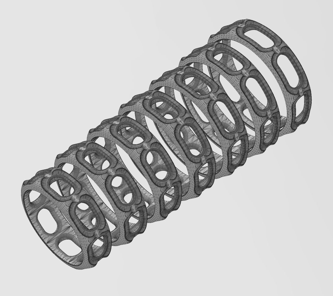 Oblong opening chain link engraved band 3D print model_13