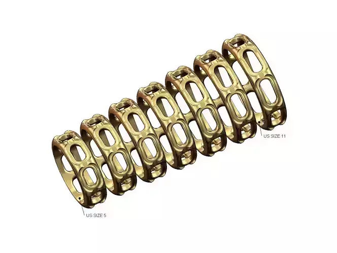 Oblong opening chain link engraved band