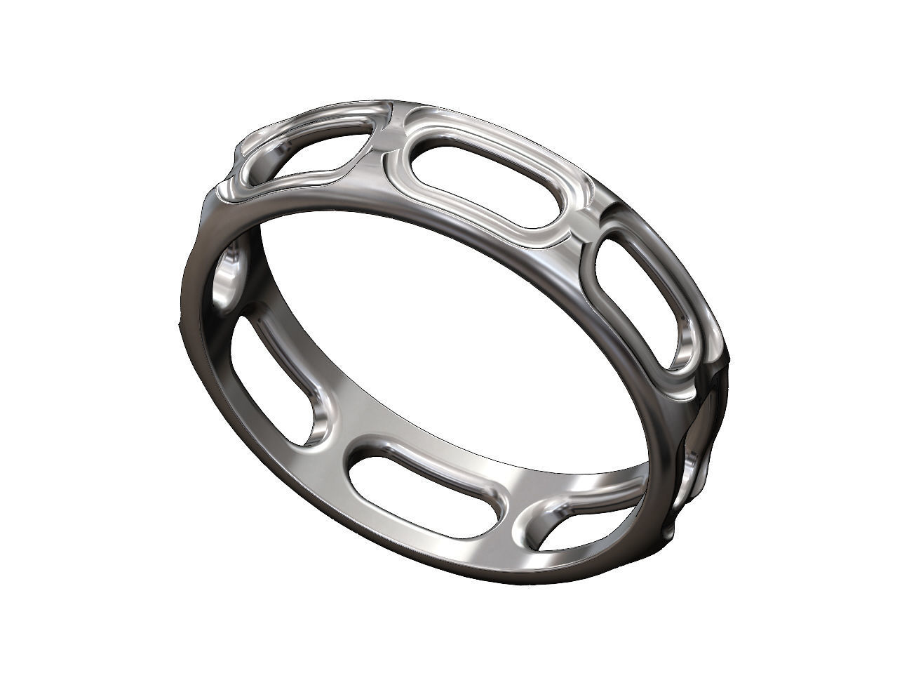 Oblong opening chain link engraved band 3D print model_9