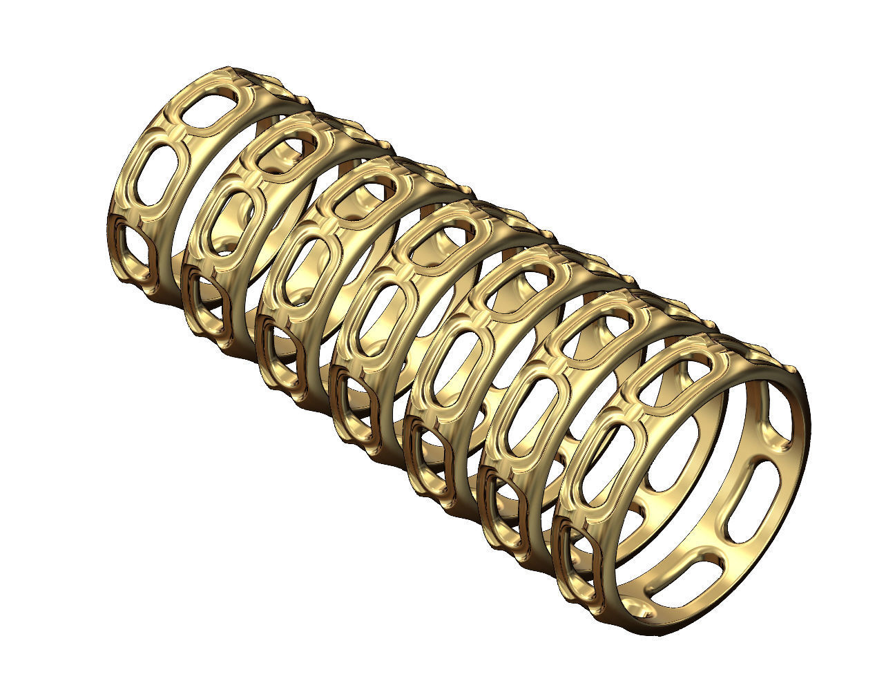 Oblong opening chain link engraved band 3D print model_3