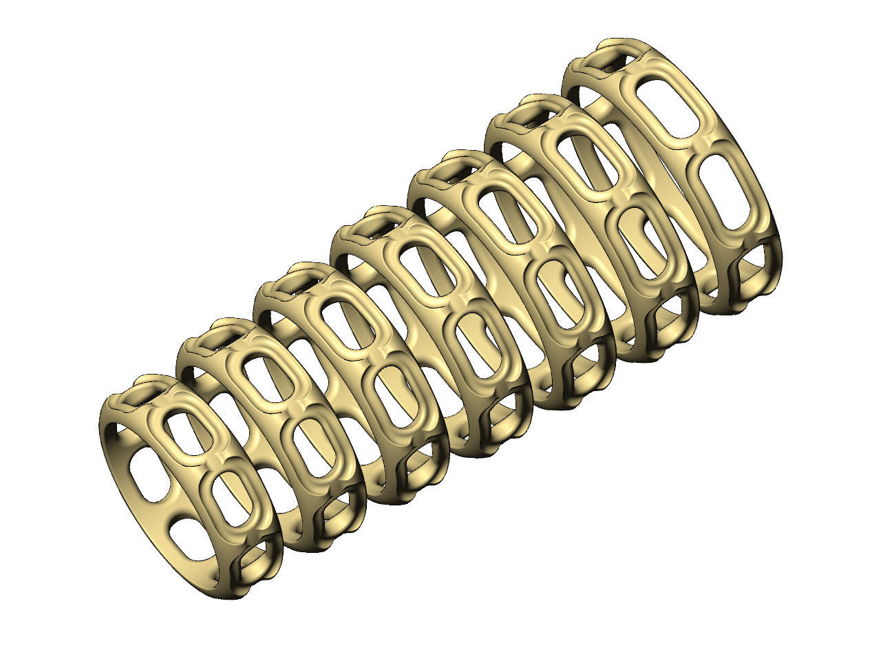 Oblong opening chain link engraved band 3D print model_4