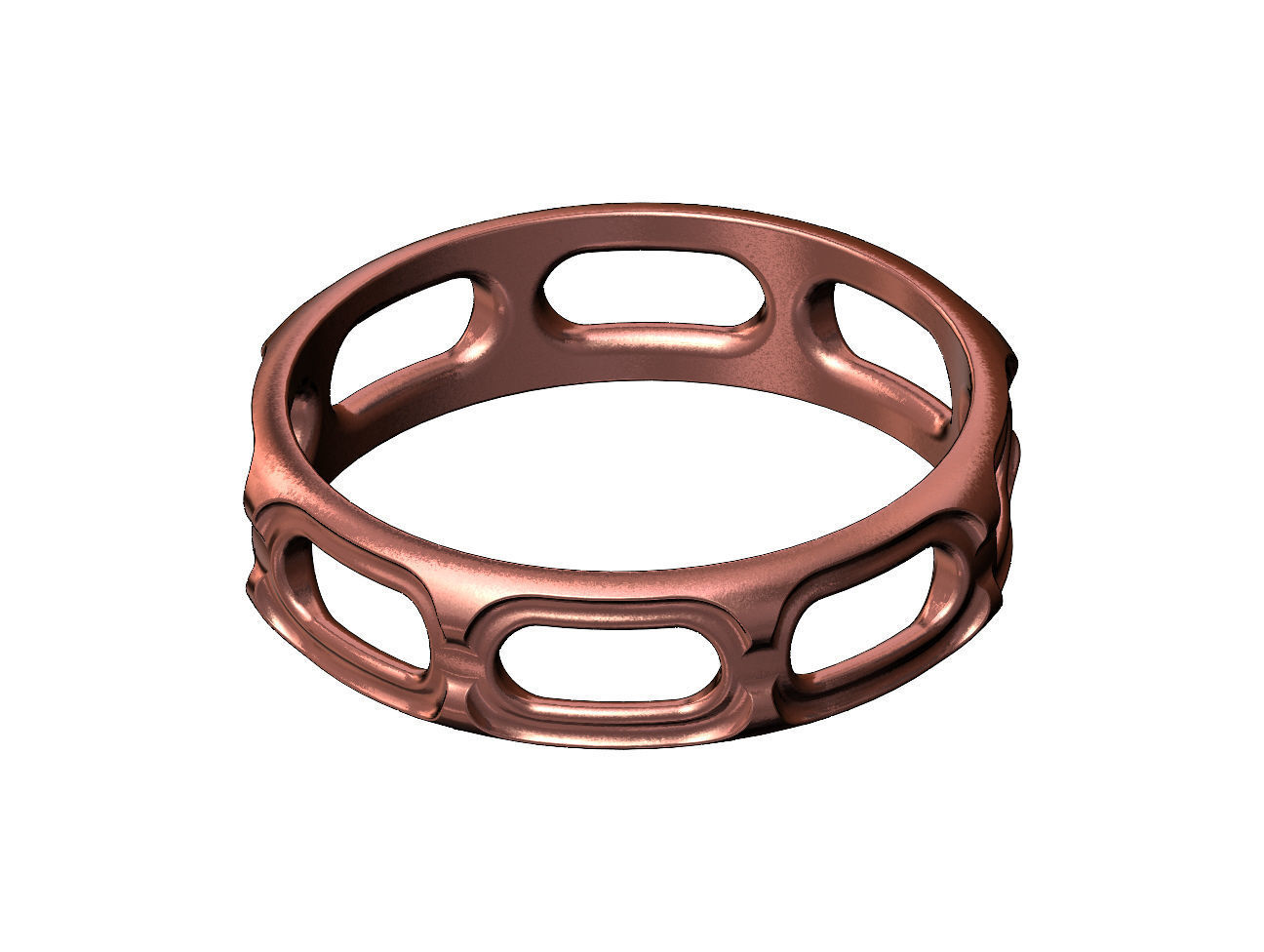 Oblong opening chain link engraved band 3D print model_10